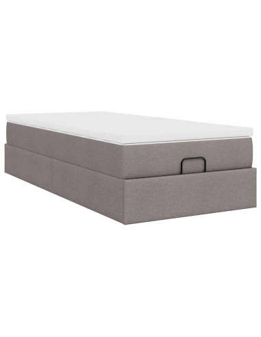 Struttura Letto Pouf con Materasso Tortora 90x190 cm in Tessuto