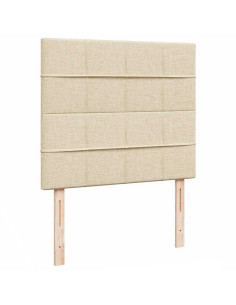 Struttura Letto Pouf con Materasso Crema 120x190 cm in Tessuto