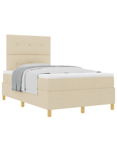 Letto a molle con materasso Crema 120 x 190 cm Tessuto 2