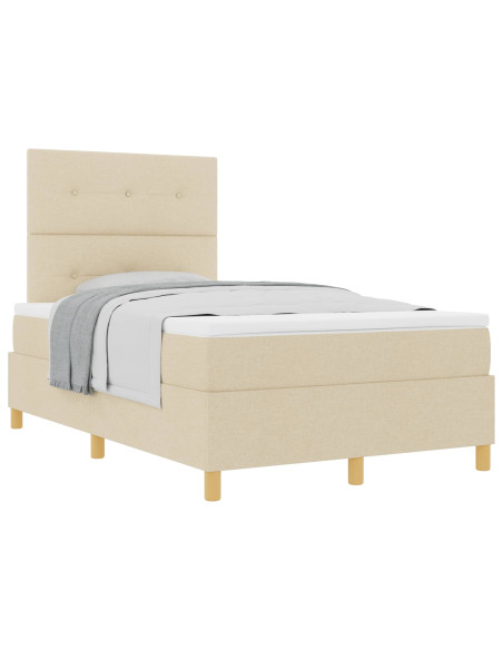 Letto a molle con materasso Crema 120 x 190 cm Tessuto