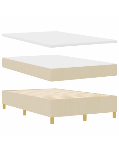 Letto a molle con materasso Crema 120 x 190 cm Tessuto