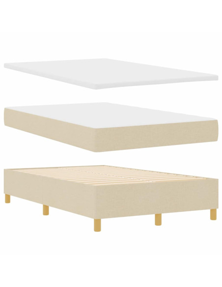 Letto a molle con materasso Crema 120 x 190 cm Tessuto