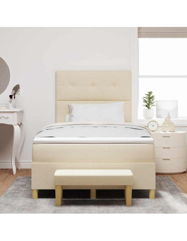 Letto a molle con materasso Crema 120 x 190 cm Tessuto