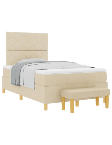 Letto a molle con materasso Crema 120 x 190 cm Tessuto