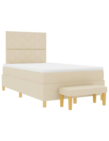 Letto a molle con materasso Crema 120 x 190 cm Tessuto