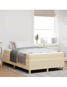 Struttura del letto con materasso Crema 120 x 190 cm Tessuto