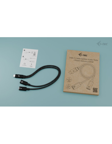 i-tec USB-C Cable Splitter Audio/Data + Power Delivery 100W