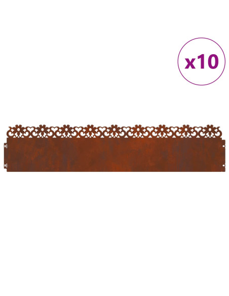 Bordure per prato 10 pcs Ruggine 103 x 0,05 x 22 cm