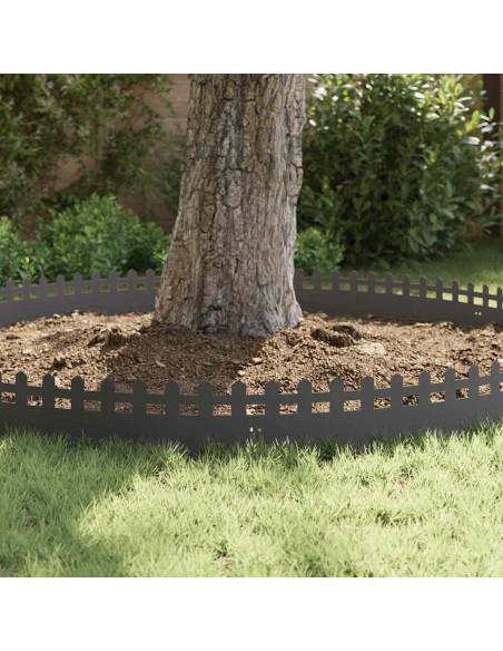 Bordure per prato 10 pcs Nero 103 x 0,05 x 22 cm Acciaio