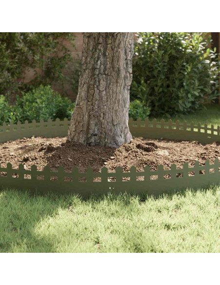 Bordure per prato 20 pcs Verde oliva 103 x 0,05 x 22 cm Acciaio