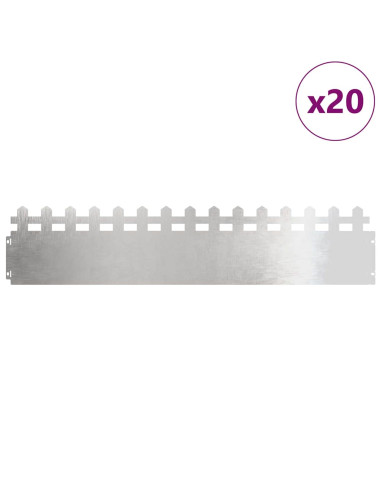 Bordure per prato 20 pcs Argento 103 x 0,05 x 22 cm