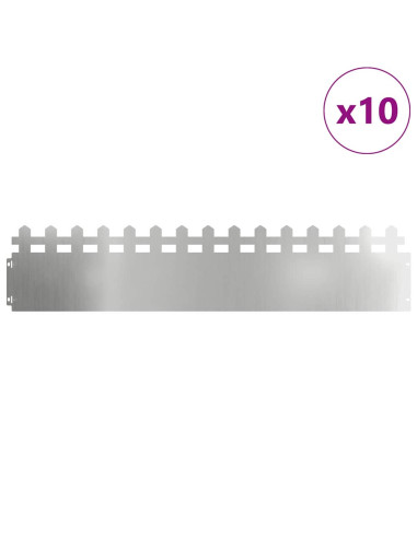 Bordure per prato 10 pcs Argento 103 x 0,05 x 22 cm
