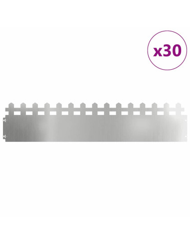 Bordure per prato 30 pcs Argento 103 x 0,05 x 22 cm