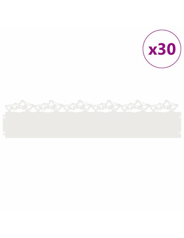 Bordure per prato 30 pcs Bianco 103 x 0,05 x 22 cm Acciaio