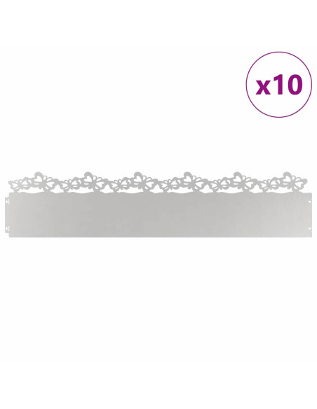 Bordure per prato 10 pcs Argento 103 x 0,05 x 22 cm