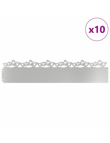 Bordure per prato 10 pcs Argento 103 x 0,05 x 22 cm
