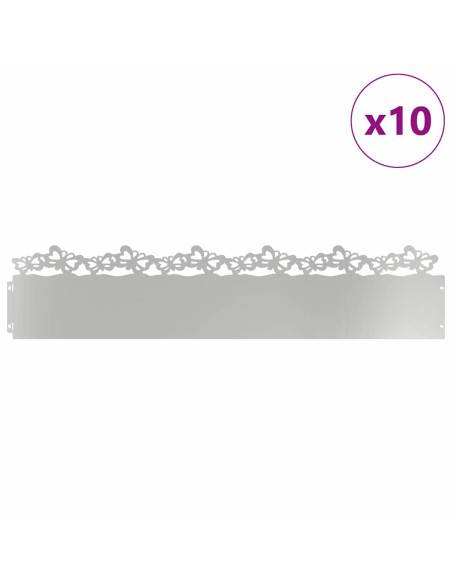 Bordure per prato 10 pcs Argento 103 x 0,05 x 22 cm