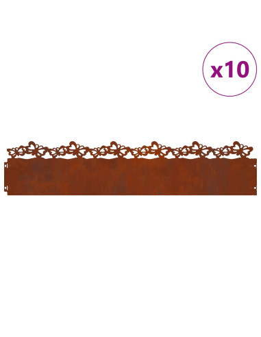 Bordure per prato 10 pcs Ruggine 103 x 0,05 x 22 cm