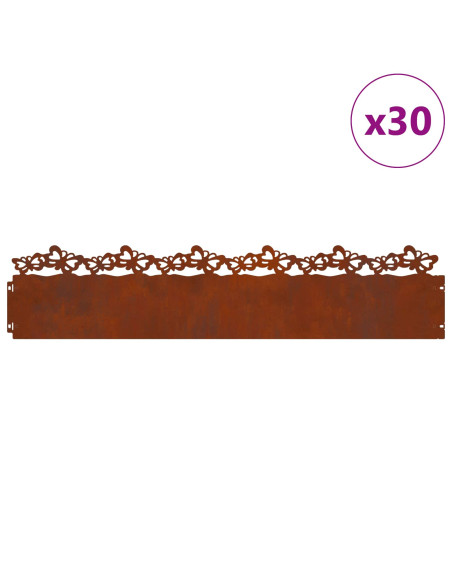Bordure per prato 30 pcs Ruggine 103 x 0,05 x 22 cm