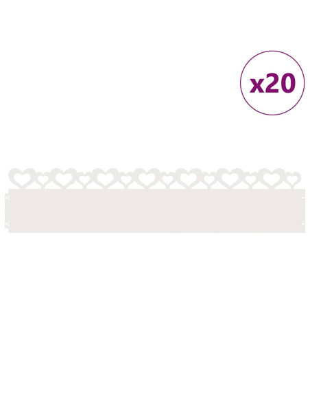 Bordure per prato 20 pcs Bianco 103 x 0,05 x 22 cm Acciaio