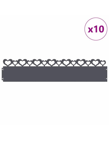 Bordure per prato 10 pcs Antracite 103 x 0,05 x 22 cm Acciaio