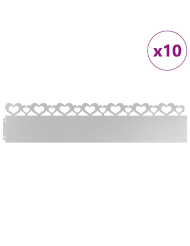 Bordure per prato 10 pcs Argento 103 x 0,05 x 22 cm