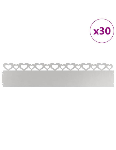 Bordure per prato 30 pcs Argento 103 x 0,05 x 22 cm