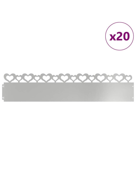 Bordure per prato 20 pcs Argento 103 x 0,05 x 22 cm