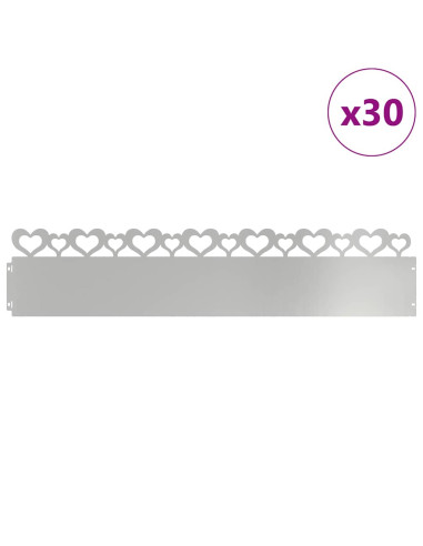 Bordure per prato 30 pcs Argento 103 x 0,05 x 22 cm