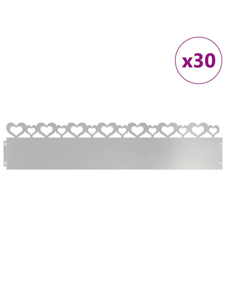 Bordure per prato 30 pcs Argento 103 x 0,05 x 22 cm