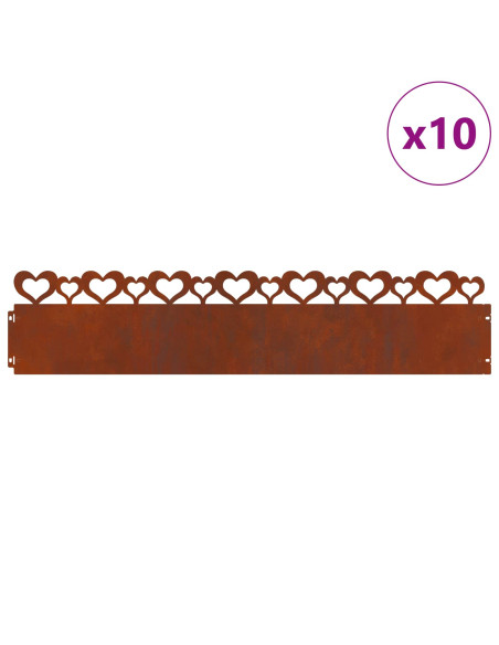 Bordure per prato 10 pcs Ruggine 103 x 0,05 x 22 cm