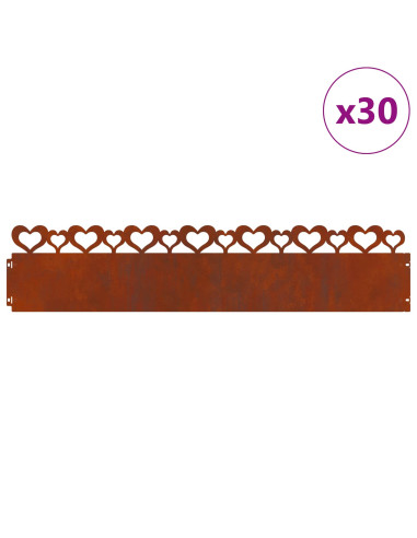 Bordure per prato 30 pcs Ruggine 103 x 0,05 x 22 cm