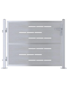 Cancello da giardino 85 x 70 cm Acciaio Inox Argento Bloccabile 2