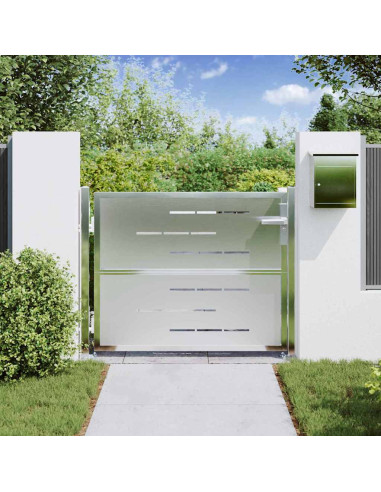 Cancello da giardino 85 x 70 cm Acciaio Inox Argento Bloccabile