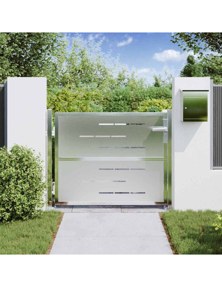Cancello da giardino 85 x 70 cm Acciaio Inox Argento Bloccabile