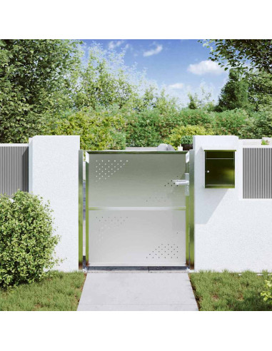 Cancello da giardino Argento 95 x 100 cm Acciaio inossidabile