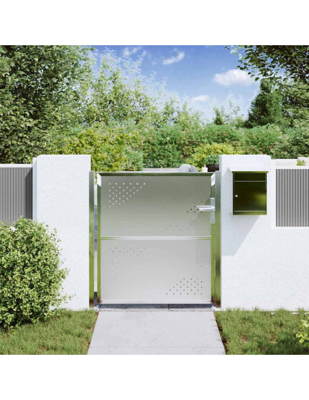 Cancello da giardino Argento 95 x 100 cm Acciaio inossidabile