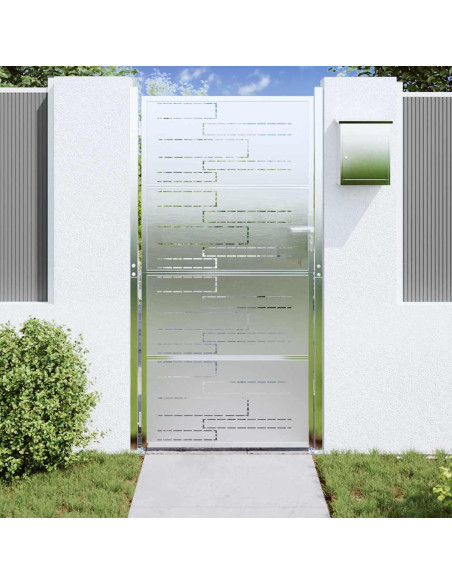 Cancello da giardino 85 x 174 cm Argento Bloccabile