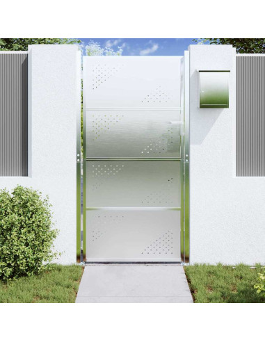 Cancello da giardino Argento 96 x 180 cm Acciaio inossidabile