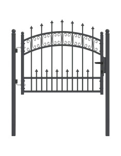 Cancello con Punta a Lancia Grigio 103 x 75 cm Acciaio 2