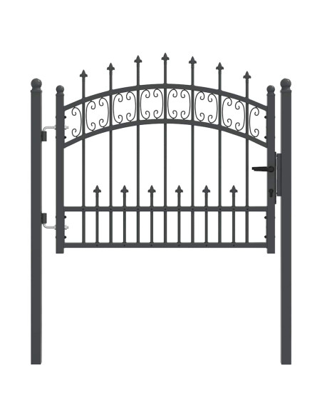Cancello con Punta a Lancia Grigio 103 x 75 cm Acciaio