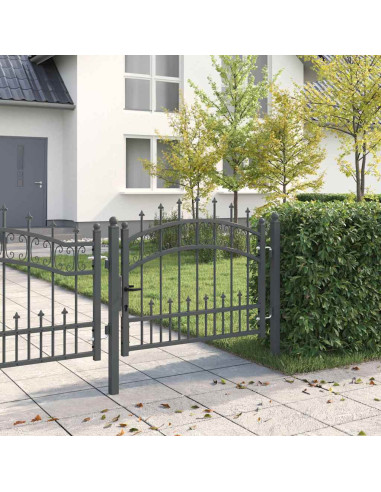 Cancello con Punta a Lancia Grigio 103 x 75 cm Acciaio