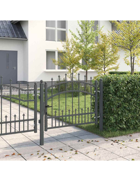 Cancello con Punta a Lancia Grigio 103 x 75 cm Acciaio