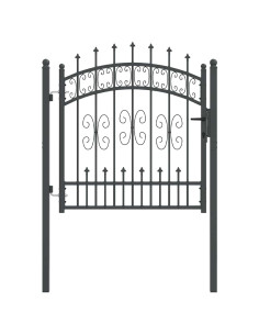 Cancello con Punta a Lancia Grigio 103 x 100 cm Acciaio 2