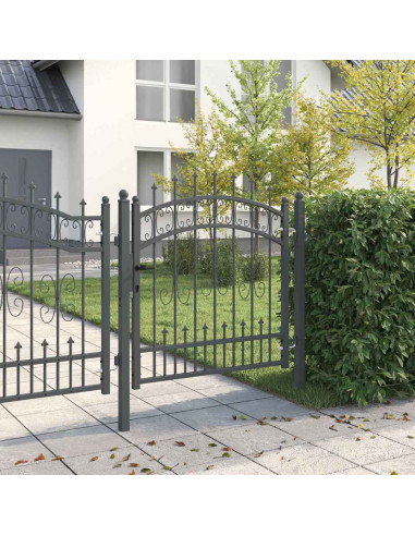 Cancello con Punta a Lancia Grigio 103 x 100 cm Acciaio