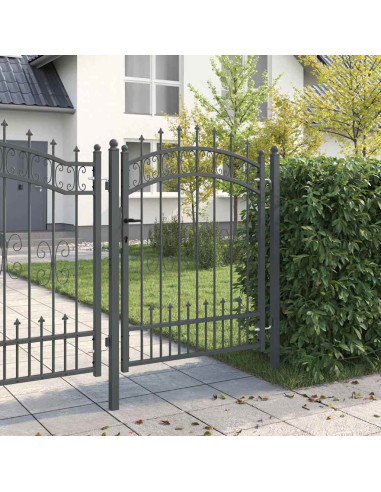 Cancello con Punta a Lancia Grigio 103 x 175 cm Acciaio