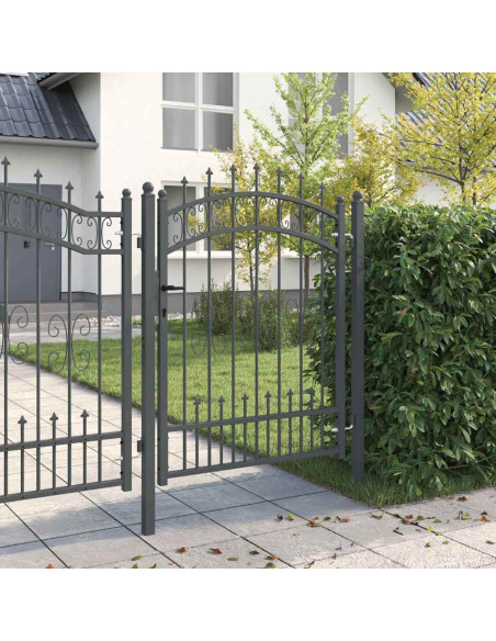 Cancello con Punta a Lancia Grigio 103 x 175 cm Acciaio