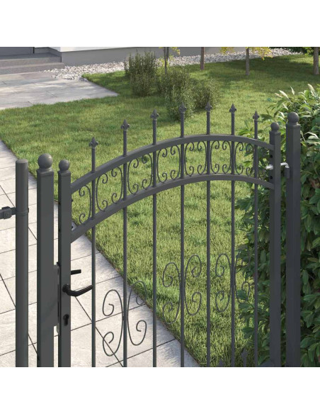 Cancello con Punta a Lancia Grigio 103 x 175 cm Acciaio