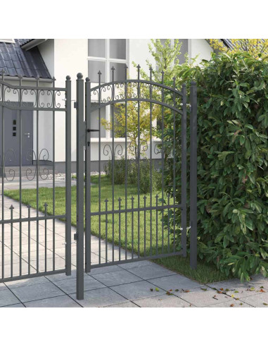 Cancello con Punta a Lancia Grigio 103 x 200 cm Acciaio