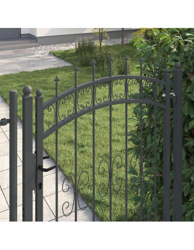 Cancello con Punta a Lancia Grigio 103 x 200 cm Acciaio